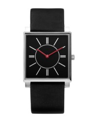 Danish Design Leather Band Stainless Steel Women's Watch Red Accent