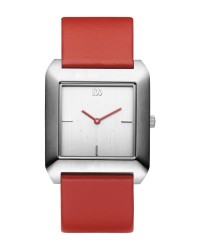Danish Design Red Leather Band Stainless Steel Women's Watch