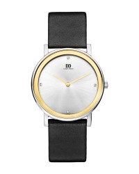 Danish Design Black Leather Band Stainless Steel Women's Watch