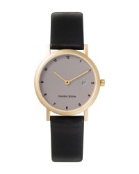 Danish Design Black Leather Band Titanium Women's Watch