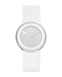 Danish Design Leather Band Stainless Steel Women's Watch No Markers