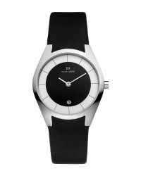 Danish Design Black Leather Band Stainless Steel Women's Watch
