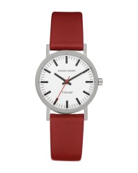Danish Design Red Leather Band Titanium Women's Watch