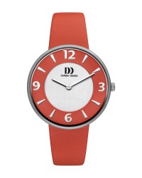 Danish Design Red Leather Band Titanium Women's Watch