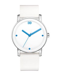 Danish Design Leather Band Stainless Steel Women's Watch Blue Accent