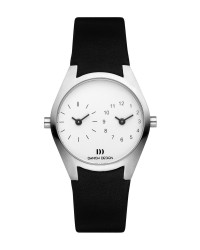 Danish Design Leather Band Stainless Steel Women's Watch Dual Time