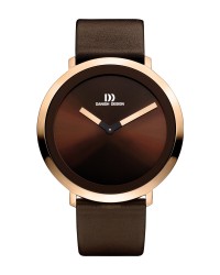 Danish Design Leather Band Stainless Steel Women's Watch No Markers