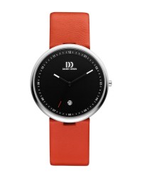 Danish Design Red Leather Band Stainless Steel Women's Watch