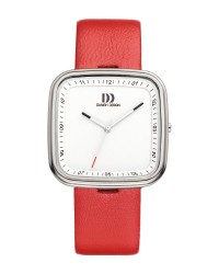 Danish Design Red Leather Band Stainless Steel Women's Watch
