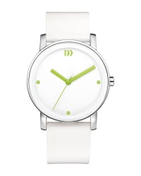 Danish Design Leather Band Stainless Steel Women's Watch Green Accent