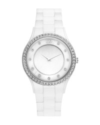 Danish Design White Ceramic Cubic Zirconia Bezel Women's Watch