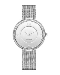 Danish Design Silver Mesh Band Cubic Zirconia Bezel Women's Watch