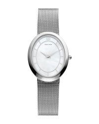 Danish Design Silver Color Mesh Band Mother-Of-Pearl Dial Women's Watch