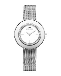 Danish Design Silver Color Mesh Band Cubic Zirconia Bezel Women's Watch