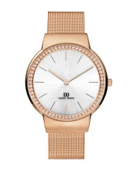 Danish Design Rose Gold Color Mesh Band Cubic Zirconia Women's Watch