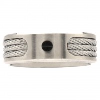 Inox Men's Stainless Steel Ring With Three Cables Inlayed