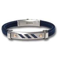 Blue polyester, stainless steel clasp with rose gold screws br-nautico02