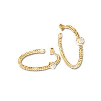 Hoops in yellow gold-plated silver with crystals oriside00t30