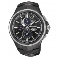 Seiko Coutura Solar Perpetual Black Chronograph Men's Watch SSC377