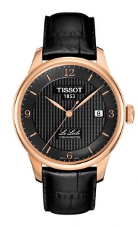 Tissot Le Locle Men's Automatic COSC Black Dial Watch with Black Leather Strap T0064083605700