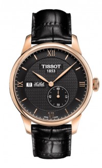 Tissot Le Locle Small Second Men's Automatic Rose Gold PVD Case Black Dial Watch with Black Leather Strap T0064283605800