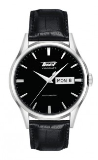 Tissot Heritage Visodate Men's Automatic Black Dial Watch with Black Leather Strap T0194301605101