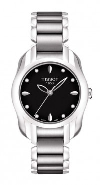 Tissot T-Wave Women's Quartz Black Dial & Diamonds Index Round Watch with Stainless Steel Bracelet T0232101105600
