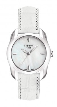 Tissot T-Wave  Women's Quartz White MOP Dial Round Watch with White Leather Strap T0232101611100