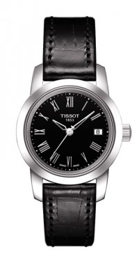 Tissot Classic Dream Lady Quartz Black Dial Watch with Black Leather Strap T0332101605300