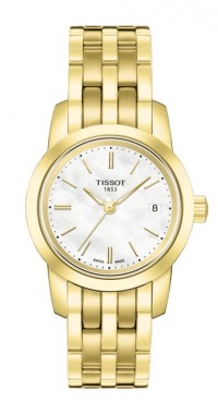 Tissot Classic Dream Lady Quartz White MOP Dial Watch with Gold PVD Stainless Steel Bracelet T0332103311100