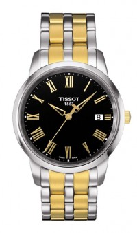 Tissot Classic Dream Men's Quartz Black Dial Watch with Two-Tone Stainless Steel Bracelet T0334102205301