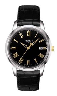 Tissot Classic Dream Men's Quartz Roman Black Dial Watch with Black Leather Strap T0334102605301