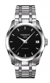 Tissot Couturier Automatic Lady Black Dial Watch with Stainless Steel Bracelet T0352071105100