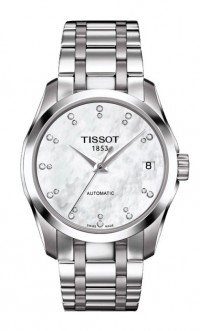 Tissot Couturier Automatic Lady White MOP Dial Watch with Stainless Steel Bracelet T0352071111600