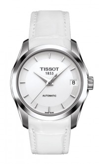 Tissot Couturier Automatic Lady White Dial Watch with White Leather Strap T0352071601100