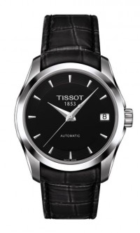 Tissot Couturier Automatic Women's Black Dial Watch with Black Leather Strap T0352071605100