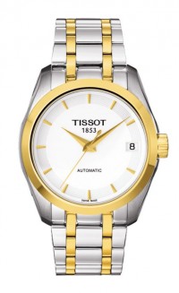 Tissot Couturier Automatic Lady White Dial Watch with Two-Tone Stainless Steel Bracelet T0352072201100