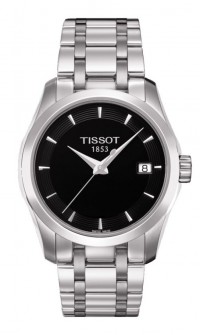 Tissot Couturier Lady Quartz Black Dial Watch with Stainless Steel Bracelet T0352101105100