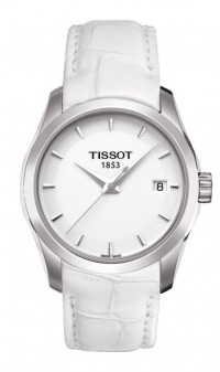 Tissot Couturier Lady Quartz White Dial Watch with White Leather Strap T0352101601100