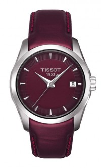 Tissot Couturier Lady Quartz Bordeaux Dial Trend Watch with Bordeaux Leather Strap T0352101637100