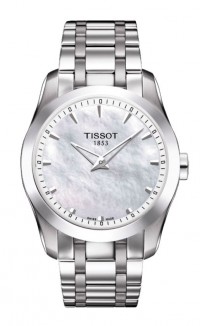 Tissot Couturier Secret Date Lady Quartz White MOP Dial Watch with Stainless Steel Bracelet T0352461111100