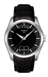 Tissot Couturier Automatic Men's Black Dial Watch with Black Leather Strap T0354071605100