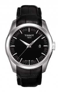 Tissot Couturier Men's Quartz Black Dial Trend Watch with Black Leather Strap T0354101605100