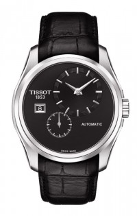 Tissot Couturier Automatic Men's Small Second Black Dial Watch with Black Leather Strap T0354281605100