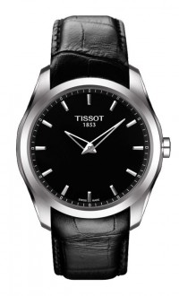 Tissot Couturier Secret Date Men's Quartz Black Dial Watch with Black Leather Strap T0354461605100