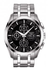 Tissot Couturier Automatic Men's Chronograph Valjoux Black Dial Watch with Stainless Steel Bracelet T0356141105100