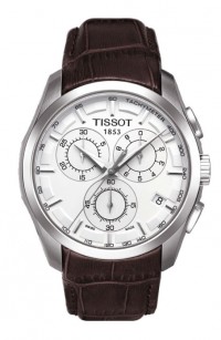 Tissot Couturier Men's Quartz Chronograph Silver Dial Watch with Brown Leather Strap T0356171603100