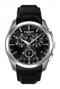 Tissot Couturier Men's Quartz Chronograph Black Dial Watch with Black Leather Strap T0356171605100
