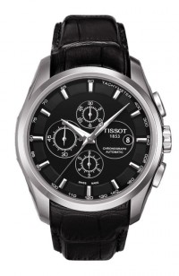 Tissot Couturier Automatic Men's Chronograph Black Dial Watch with Black Leather Strap T0356271605100