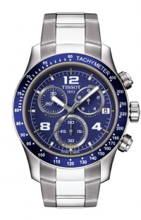 Tissot V8 Men's Quartz Blue Dial Watch with Stainless Steel Bracelet T0394171104702
